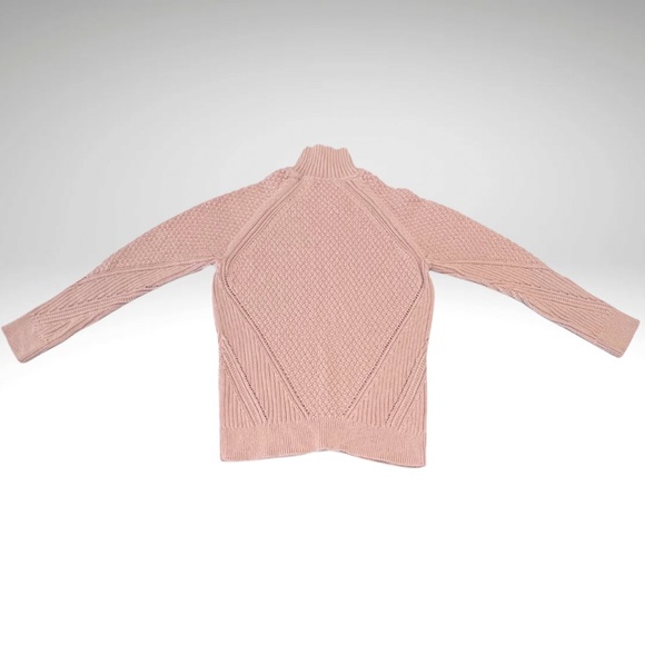 Calvin Klein High Neck Sweater Pullover Long Sleeve Rose Pink Mixed Knit Women L - Picture 6 of 10